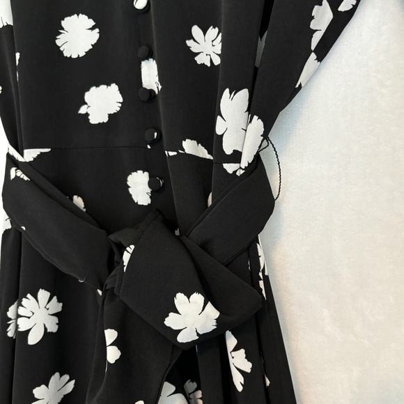 KARL LAGERFELD PARIS womens black white Floral-Print Crepe Dress midi size 6 - Picture 10 of 12